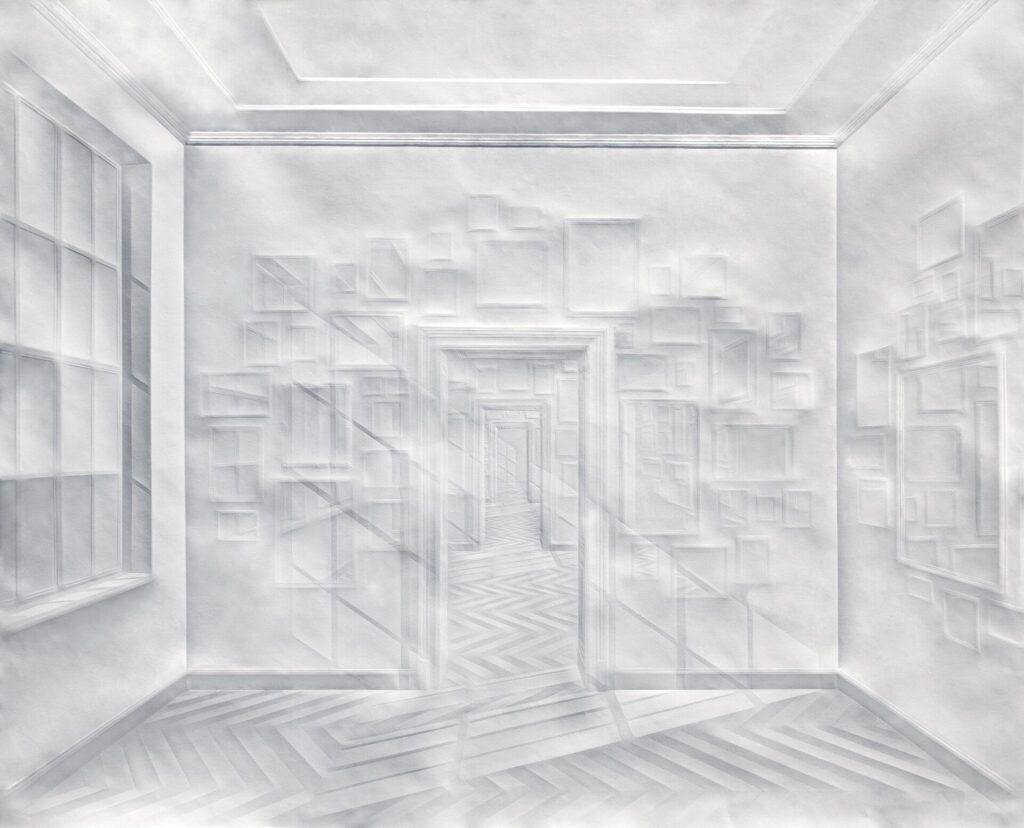 Papierfaltung "o.T. (Licht in Spiegelräumen)" von Simon Schubert.
