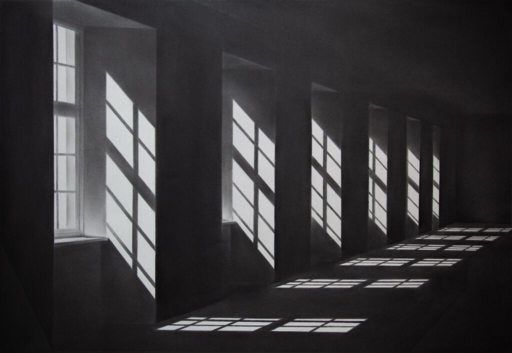 Graphitreibung "o.T. (Licht durch Fenster)" von Simon Schubert.
